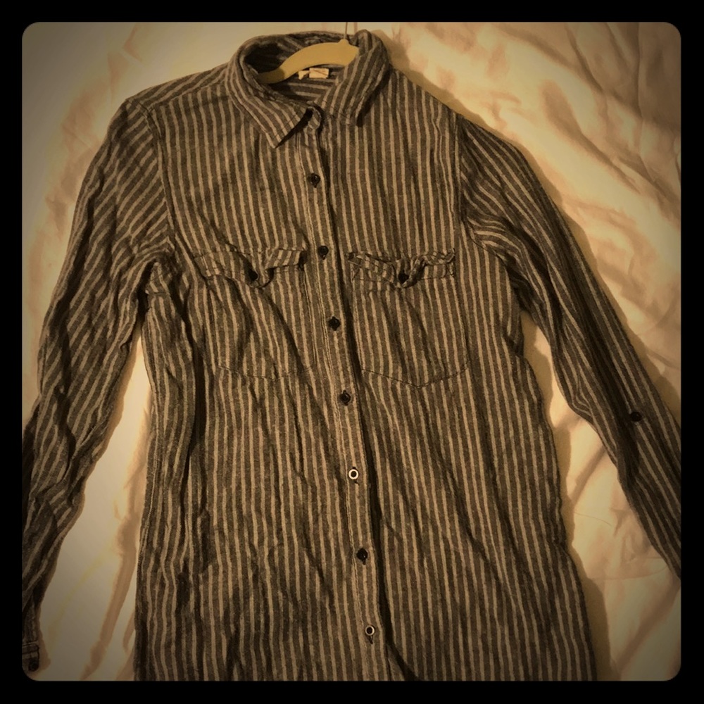 Grey striped button down